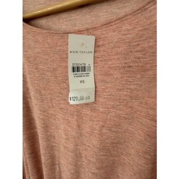 Ann Taylor Midi Dress Knit Drawstring Waist Casual Pink XS NWT $130 - Picture 5 of 12
